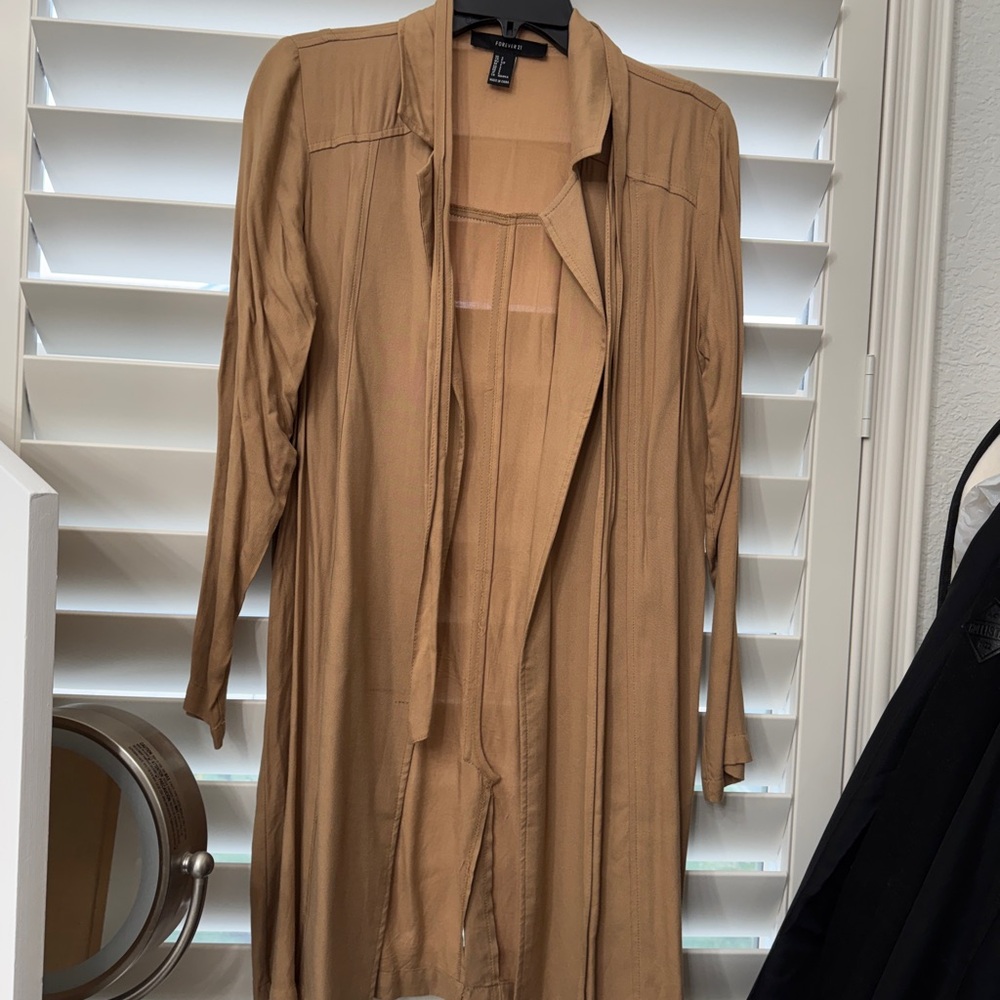 Forever 21 Camel Open Front Cardigan